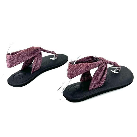 Sanuk Ella Women Yoga Foam Sandal Size 9 Burgundy Fabric Slingback Thong-Toe - Picture 2 of 10